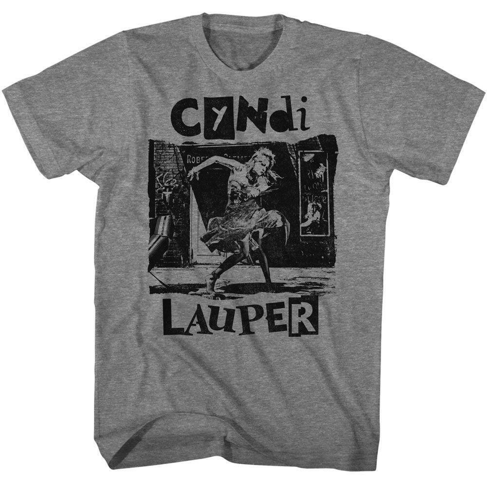 Cyndi Lauper Torn Note Dance Graphite Heather T Shirt